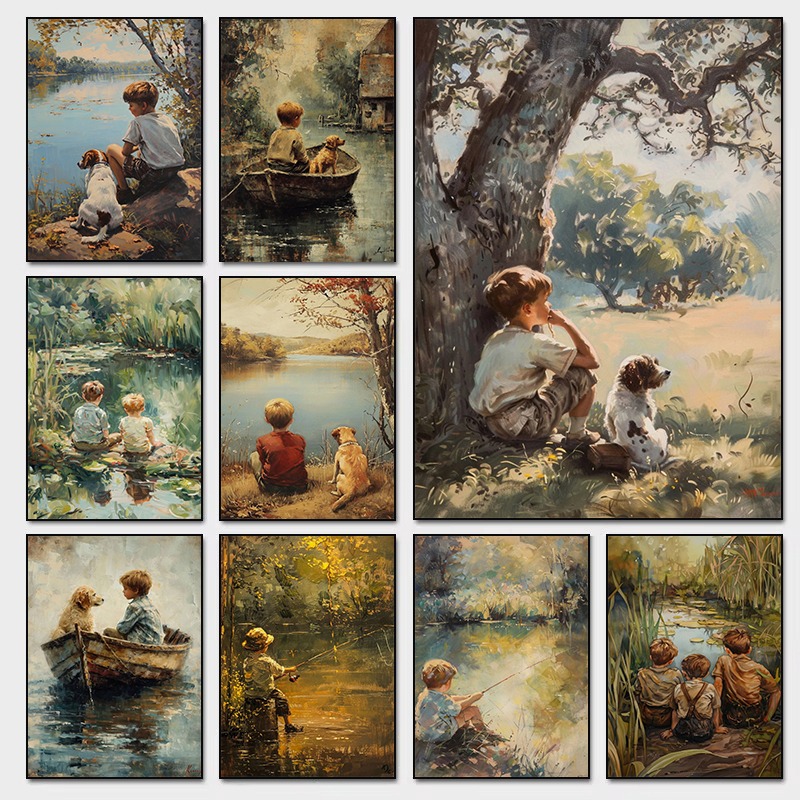 Outdoor Adventure For Kids - Vintage jongenskamer kunst poster jongen en