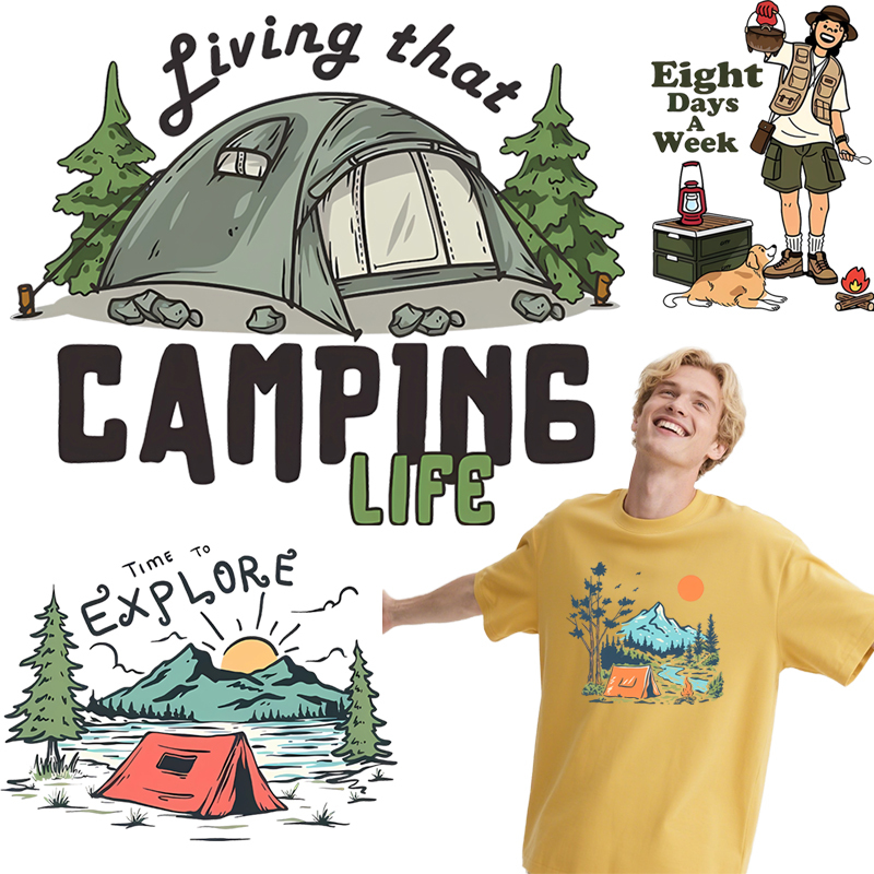 Outdoor Adventure Clothing - Zomercamping dtf kleding hot stamping DIY