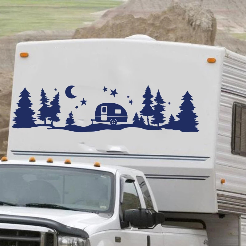 Outdoor Adventure Rv - Grote ster bos vinyl autostickers geschikt