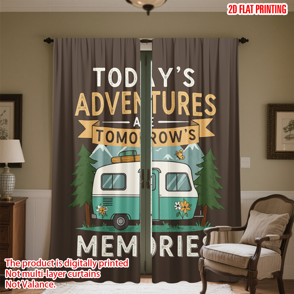 2 stuks 2D plat bedrukt gordij - Outdoor Adventure Youtube recensie en prijs